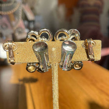 Load image into Gallery viewer, Skyler Set - Vintage 1960s Gold Tone Rhinestone Clip on Costume Earring Set