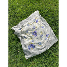 Load image into Gallery viewer, Vintage 1940s Silk Floral Large Square Scarf Wrap Blue Gray Lace Detail AS IS