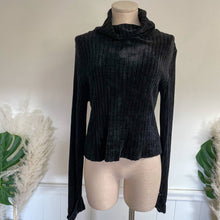 Load image into Gallery viewer, Vintage 90s Ballinger Gold Turtleneck Knit Chenille Black Sweater Cozy Soft Sz M