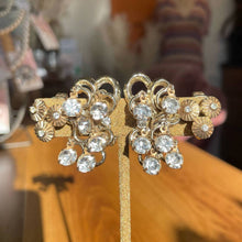 Load image into Gallery viewer, Skyler Set - Vintage 1960s Gold Tone Rhinestone Clip on Costume Earring Set