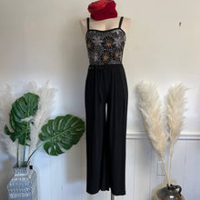 Load image into Gallery viewer, Vintage y2k Classic Sleeveless Jumpsuit Black Pants Metallic Bedazzled