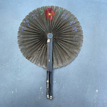 Load image into Gallery viewer, Vintage 1940s Brown Wood &amp; Paper Decorative Fan Floral
