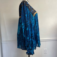 Load image into Gallery viewer, Anthropologie Blank London Blue Abstract Print Sheer Boho Miranda Peasant Blouse Balloon Sleeve 2X
