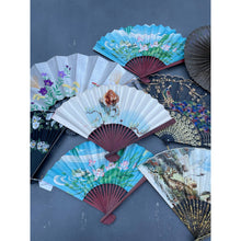 Load image into Gallery viewer, Vintage Novelty Souvenir Paper and Wood Fan Lily Pad Bird Print

