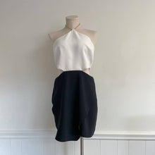 Load image into Gallery viewer, Revolve Amanda Uprichard White Black Cutout High-Neck Halter Dress Pencil Skirt L
