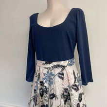 Load image into Gallery viewer, Anthropologie BHLDN Gown Navy Blue Embroidered Floral A-line Dress 6
