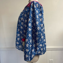 Load image into Gallery viewer, J.Crew Blue Indian Block Print Blouse Hot Pink Embroidery 100% Cotton XXL
