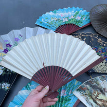 Load image into Gallery viewer, Vintage Novelty Souvenir Paper and Wood Fan Floral Print
