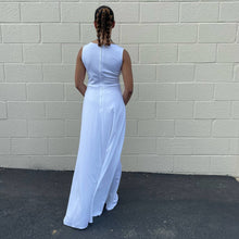 Load image into Gallery viewer, Vintage 1970s White Polyester V Neck Maxi Dress XS S
