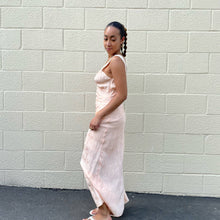 Load image into Gallery viewer, Vintage 1940s Peach Coral Floral Slip Maxi Dress Nightgown XS S
