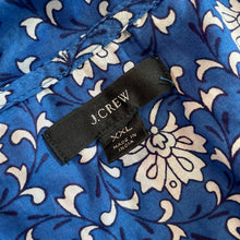 Load image into Gallery viewer, J.Crew Blue Indian Block Print Blouse Hot Pink Embroidery 100% Cotton XXL
