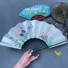 Load image into Gallery viewer, Vintage Novelty Souvenir Paper and Plastic Fan Multicolored Floral
