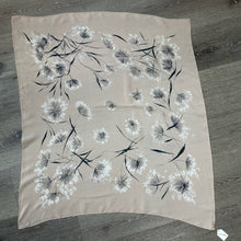 Load image into Gallery viewer, Vintage 1950s 100% Silk Square Scarf Tan Floral Wish Print
