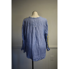 Load image into Gallery viewer, J. Crew Embroidered Blue White Striped 100% Linen Tunic Summer Blouse Top 2X
