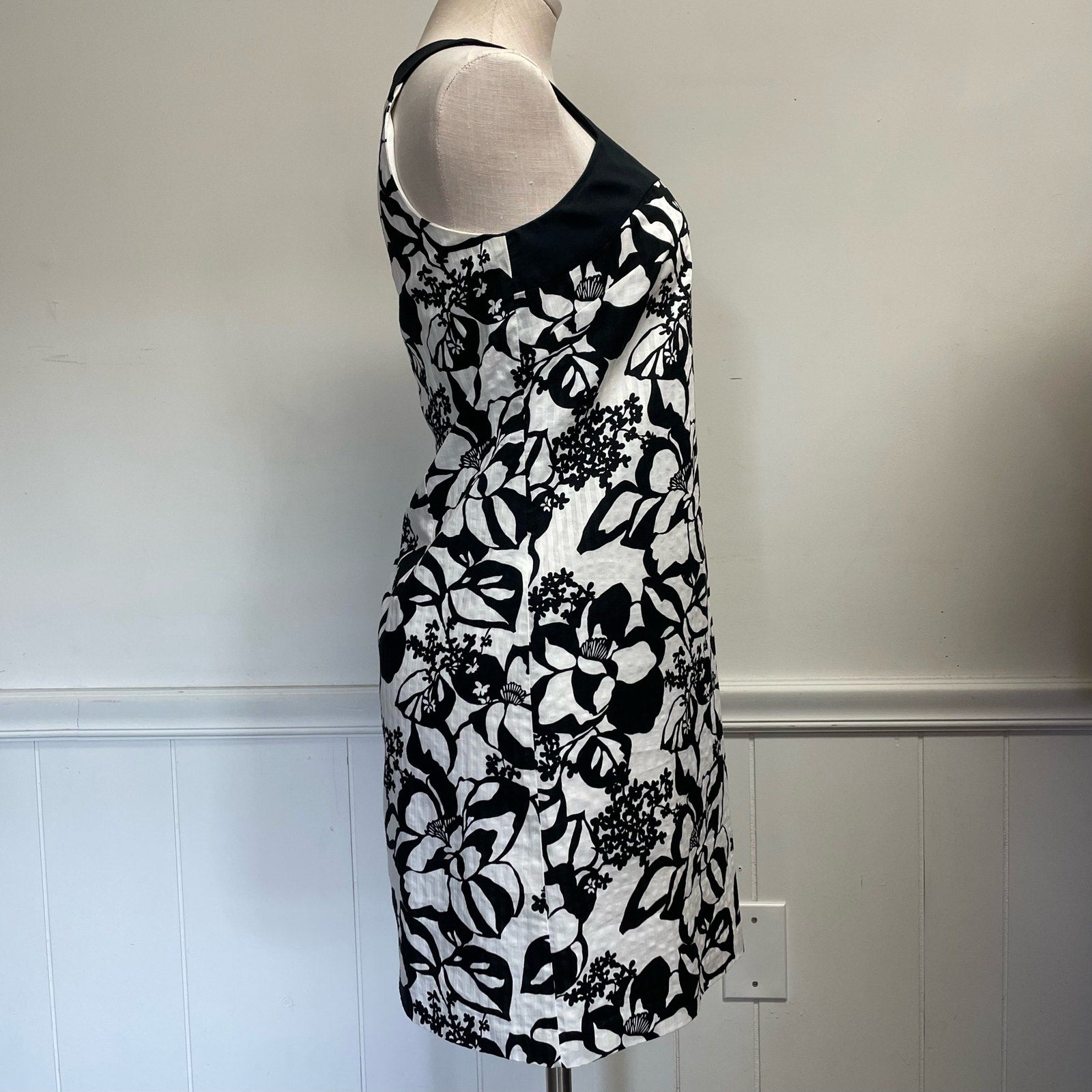 y2k Loft Black White Floral Shift Sheath Short Mini Dress 4 P Karnet Creative y2k Loft Black White Floral Shift Sheath Short Mini Dress 4 P Karnet Creative