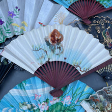 Load image into Gallery viewer, Vintage Novelty Souvenir Paper and Wood Fan Floral Print
