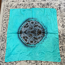 Load image into Gallery viewer, Vintage 100% Silk Hand-Dyed Teal Grey Square Scarf Tie-Dye
