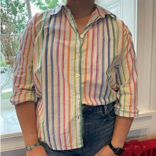 Load image into Gallery viewer, Vintage 1990s Rainbow Plus Size Cotton Rainbow Button Down Shirt 16/18

