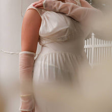 Load image into Gallery viewer, Vintage 1950s Cream Off White Tulle Mesh Bridal Arm Gloves
