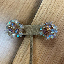Load image into Gallery viewer, Vintage 1960s Beaded Iridescent Statement Costume Clip On Earrings
