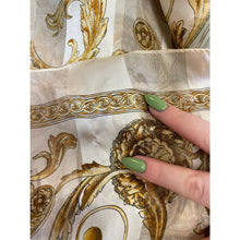 Load image into Gallery viewer, Vintage 1980s Echo White Gold Patterned Rectangular Silk Scarf Wrap
