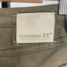 Load image into Gallery viewer, Novemb3r Italian Unisex Streetwear  Novemb3r Loop Jean Olive Green Khaki Pants Sz 29
