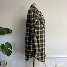 Load image into Gallery viewer, Novemb3r Green Plaid Flannel Dress Long Shacket Sz M
