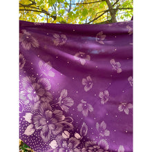 Load image into Gallery viewer, Vintage 1970s Purple Floral Print Balloon Sleeve Boho Midi Dress Plus Size
