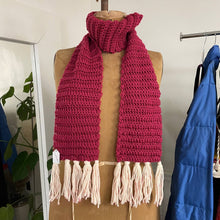 Load image into Gallery viewer, Hot Pink Pale Pink Hand Made Knit Fringe Tassel Scarf
