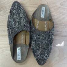 Load image into Gallery viewer, Llani Slippers Gray Beaded Mules Pointed Toe Sz EU 39
