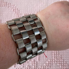 Load image into Gallery viewer, Vintage Chainmail Mod Chunky Statement Wide Articulated Bracelet
