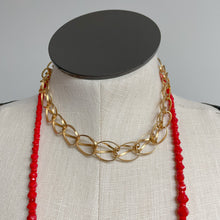 Load image into Gallery viewer, Vintage Scarlet Red Beaded Long Graduated Faceted Necklace

