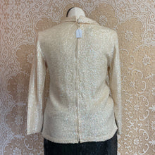 Load image into Gallery viewer, Vintage Valentina Sequin Knit Cream Turtleneck Blouse Sz 12-16
