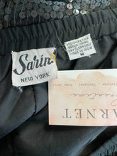 Load image into Gallery viewer, Vintage Black Silk Sequin Pencil Skirt Knee-length Sz 12-14
