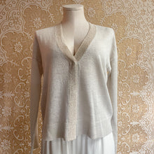 Load image into Gallery viewer, Eileen Fisher Cream Tan Button-Up Cardigan V-neck Sz XXS
