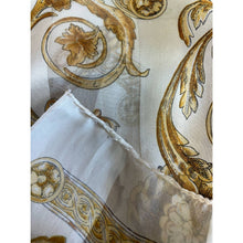 Load image into Gallery viewer, Vintage 1980s Echo White Gold Patterned Rectangular Silk Scarf Wrap
