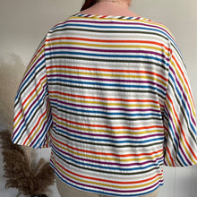 Load image into Gallery viewer, Trina Turk Horizontal Striped 3/4 Sleeve Blouse Boxy Fit XL
