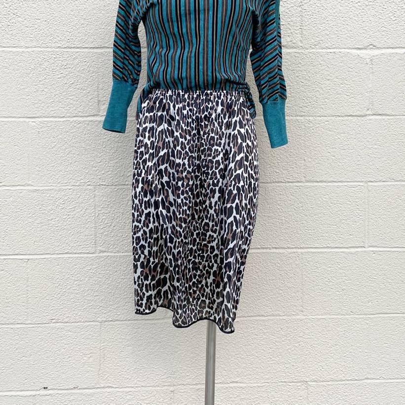 Vintage 1970s Lingerie Slip Skirt Animal Print Cheetah Leopard S
