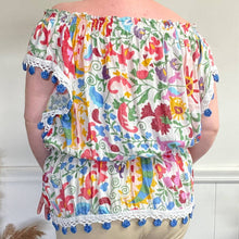 Load image into Gallery viewer, Miss June Paris Swim Coverup Tunic Blouse Paisley Knit Detail
