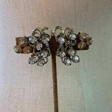 Load image into Gallery viewer, Skyler Set - Vintage 1960s Gold Tone Rhinestone Clip on Costume Earring Set
